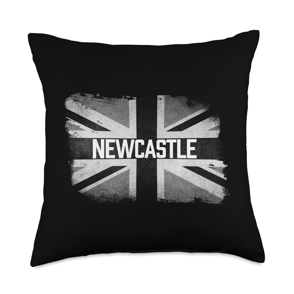 9129 Newcastle | British United Kingdom Black & White Flag UK Throw Pillow